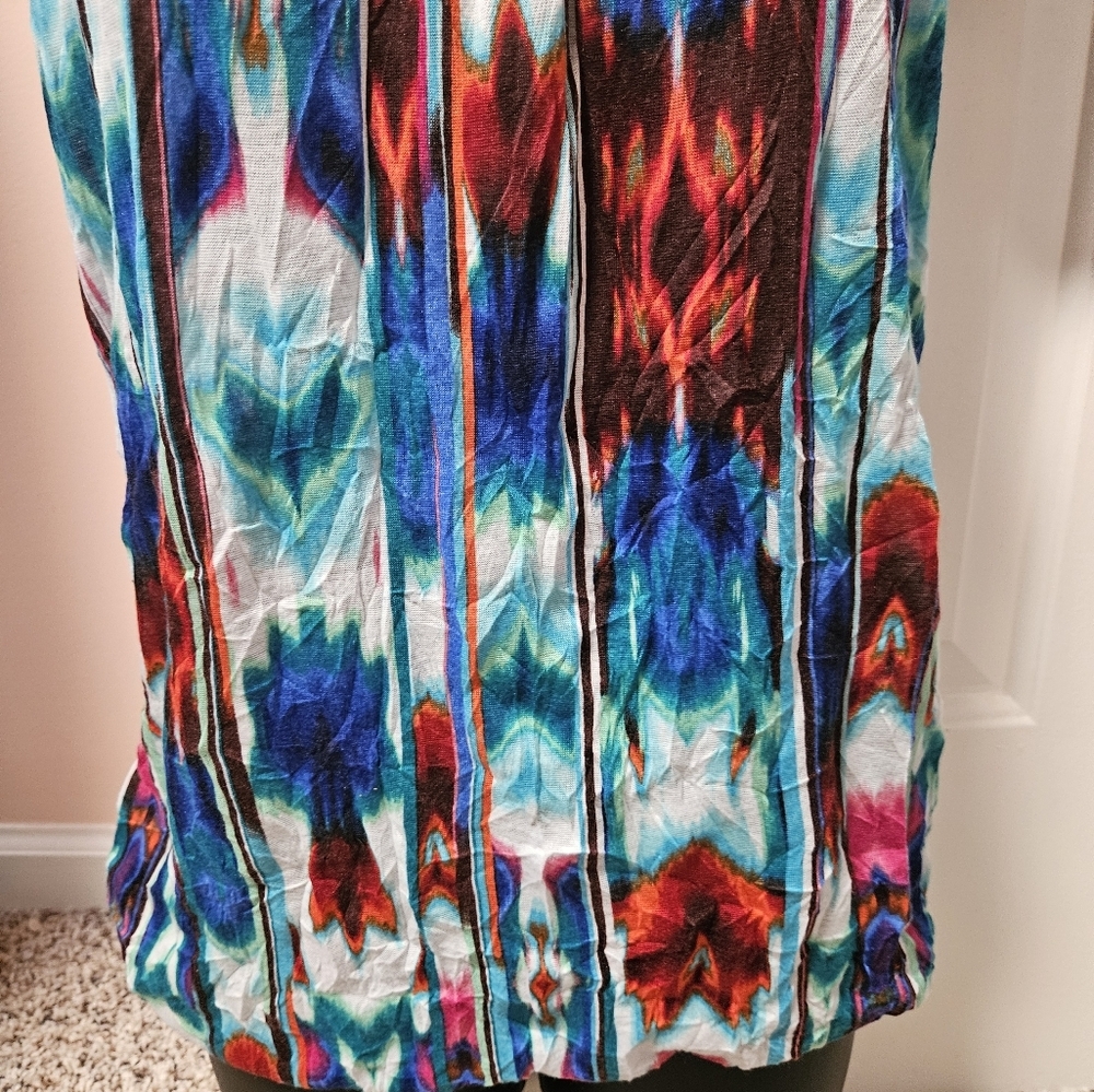 Tie Dye Elastic Waistband Cap Sleeve Top - Picture 5 of 13